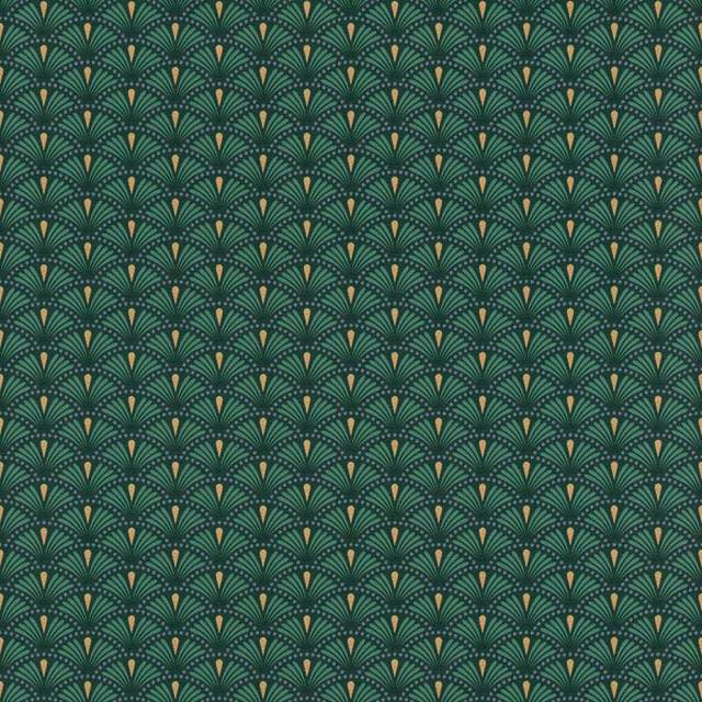 Zöld-arany art deco mintás tapéta 637915 - RASCH - Kép