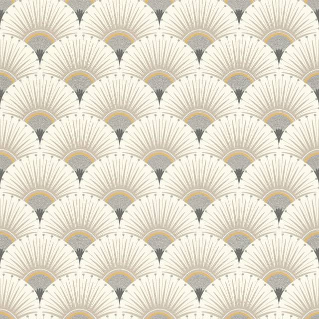 Törtfehér-ezüst-fekete art deco mintás tapéta 637649  - RASCH - Kép