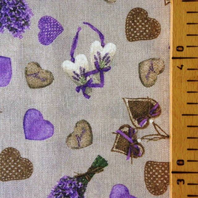 CORET, lila levendula, szív mintás, spanyol lakástextil, dekorvászon - HomeTextiles - Kép
