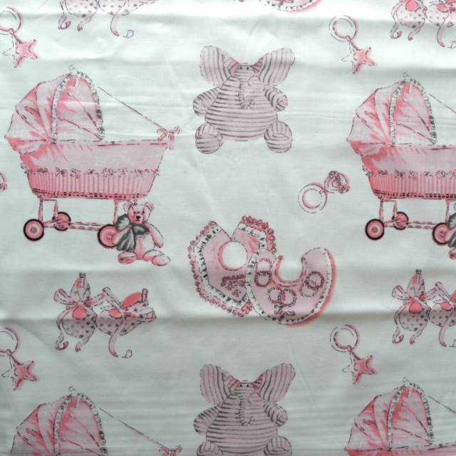 Akciós! KID, rózsaszín babamintás pamutvászon méteráru - Canvas - Kép