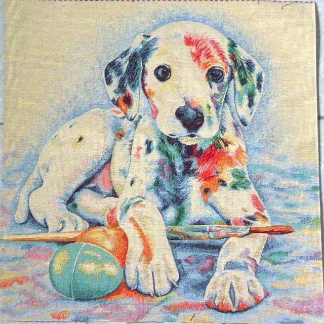 MASZAT, dalmata kutyusos jacquard párna panel - HomeTextiles - Kép