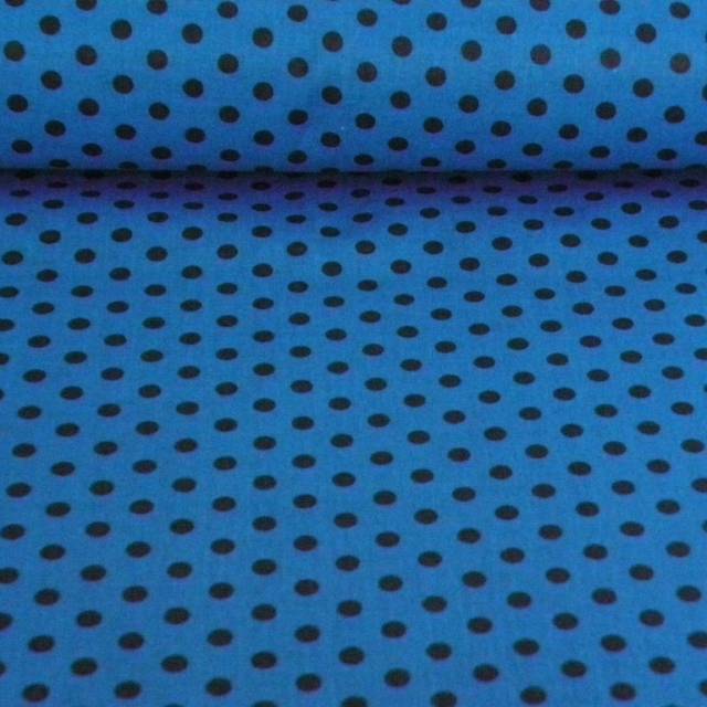 Mosaic blue, középkék, fekete pöttyös pamutvászon - Canvas - Kép