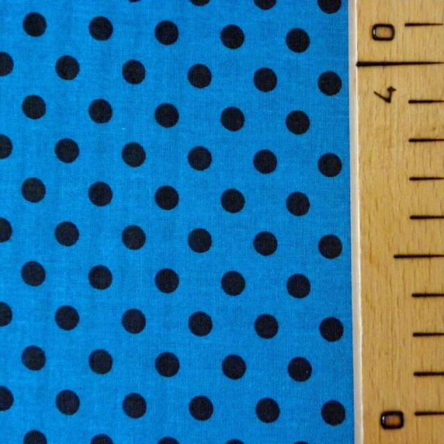 Mosaic blue, középkék, fekete pöttyös pamutvászon - Canvas - Kép