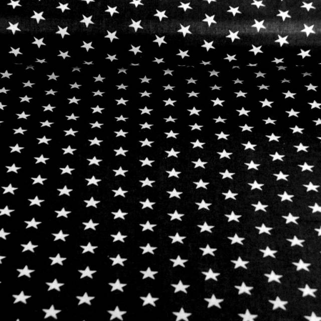STAR, fehér csillag mintás fekete pamut vászon  - Canvas - Kép