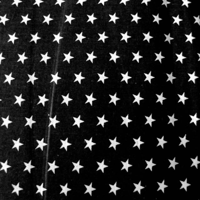 STAR, fehér csillag mintás fekete pamut vászon  - Canvas - Kép