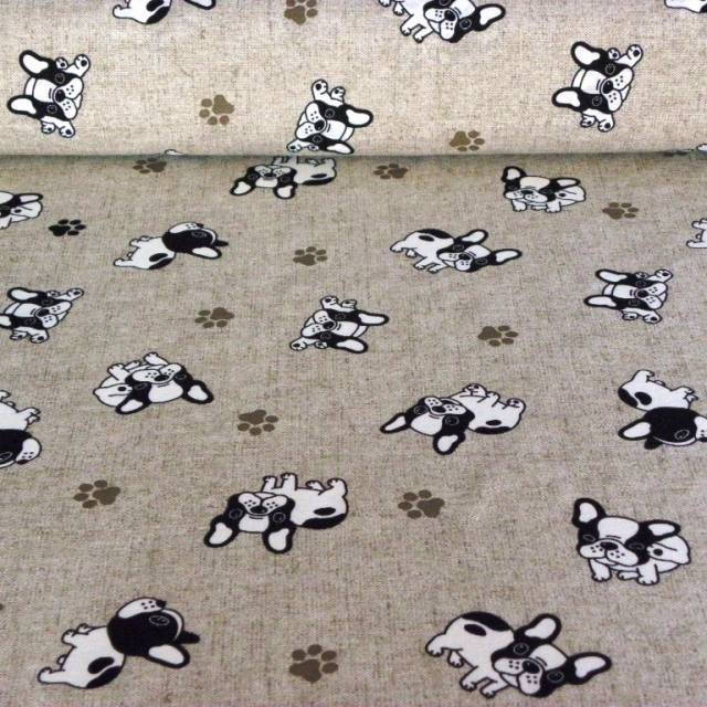 BULLY, kis bulldog mintás lakástextil dekorvászon, bézs - HomeTextiles - Kép