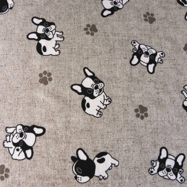 BULLY, kis bulldog mintás lakástextil dekorvászon, bézs - HomeTextiles - Kép