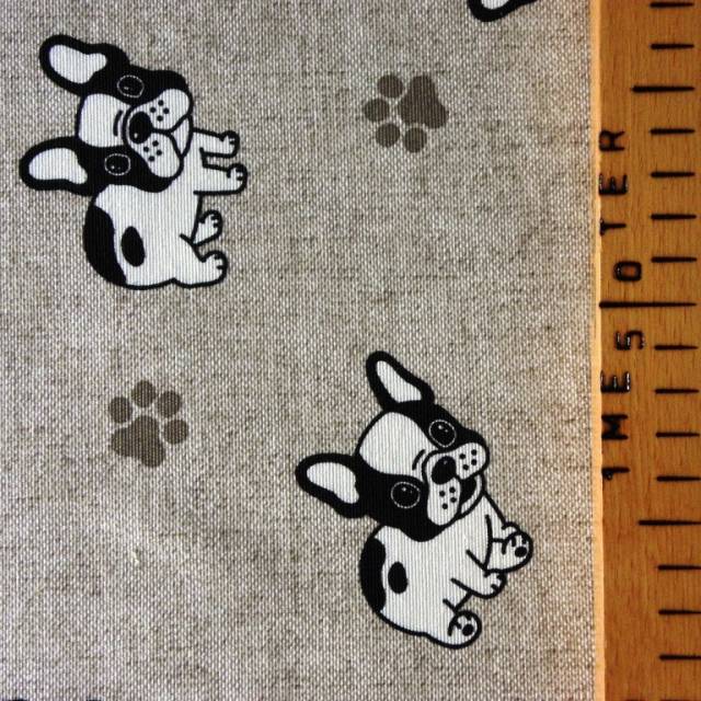 BULLY, kis bulldog mintás lakástextil dekorvászon, bézs - HomeTextiles - Kép