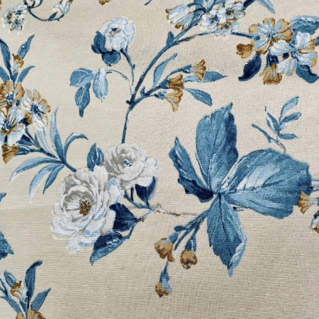 RAMA, rózsa mintás, türkizkék loneta dekorvászon - HomeTextiles - Kép
