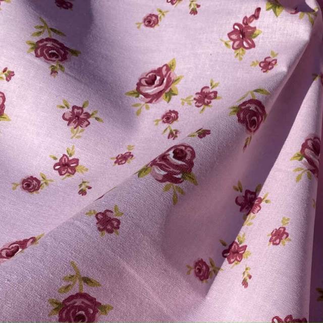 ROSA, klasszikus kis rózsa mintás pamutvászon, rózsaszín - Canvas - Kép