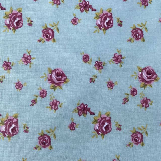 ROSA, klasszikus kis rózsa mintás pamutvászon, zöld, pasztellzöld - Canvas - Kép