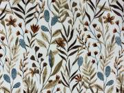 BOTANIKUS, illusztrált virág, levél mintás loneta dekorvászon - HomeTextiles