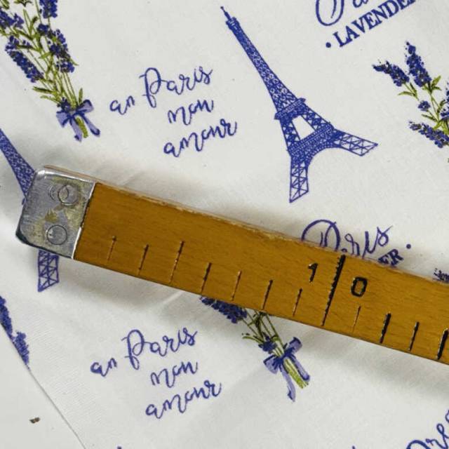 PARIS, lavender, Eiffel torony és levendula mintás pamutvászon - Canvas - Kép