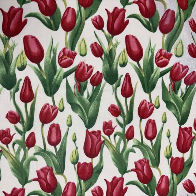 Piros tulipán mintás pamutvászon - Canvas - Kép