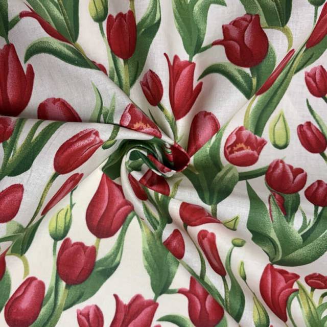 Piros tulipán mintás pamutvászon - Canvas - Kép