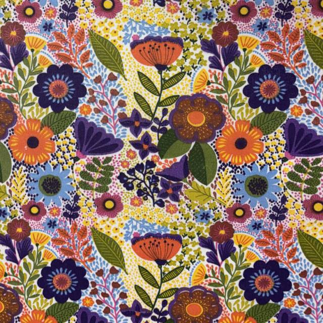 Színes, bohém virágmintás pamutvászon – vintage folk stílus - Canvas - Kép