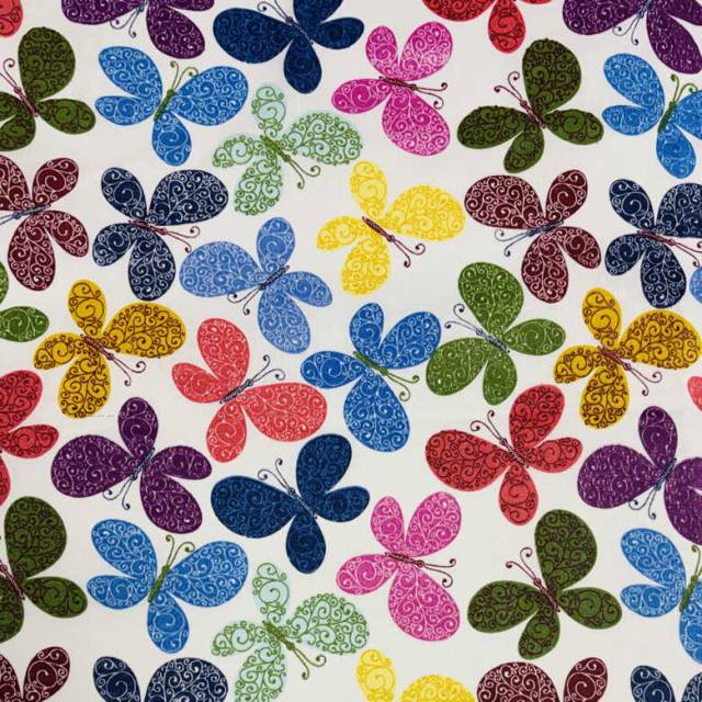 Színes pillangó mintás pamutvászon – vidám, dekoratív textil - Canvas - Kép
