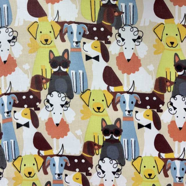 Kutyadivat, vicces kutya mintás pamutvászon – vidám, gyerektextil - Canvas - Kép
