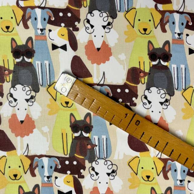 Kutyadivat, vicces kutya mintás pamutvászon – vidám, gyerektextil - Canvas - Kép