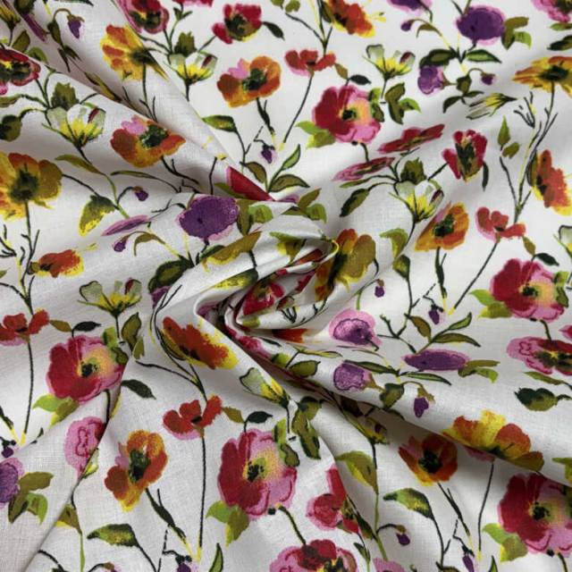 Pipacsos, akvarell virágmintás pamutvászon – mezei virágos textil - Canvas - Kép