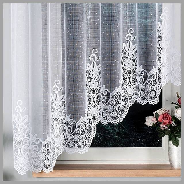 BERENIKA, alul csipkés fehér jacquard panoráma függöny - Curtain - Kép