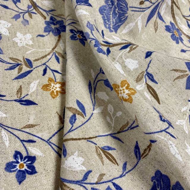 KÉK VIRÁGOS, virág mintás bézs loneta lakástextil - HomeTextiles - Kép