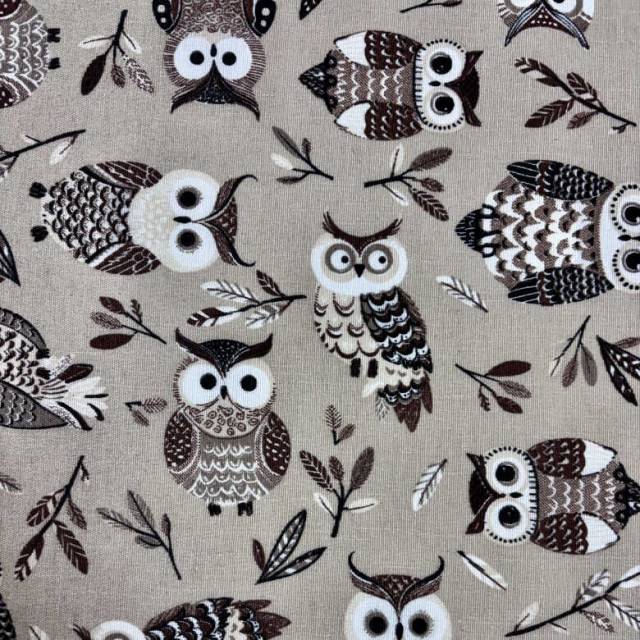 BARNA BAGLYOK, bagoly mintás dekorvászon, loneta - HomeTextiles - Kép
