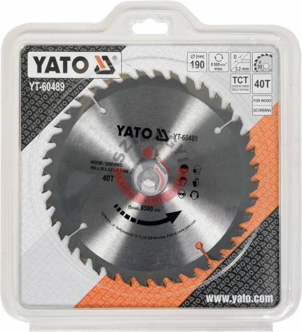 YATO YT-60489 Körfűrésztárcsa (fa) 190x30x3,2mm T40 (60489) - Kép