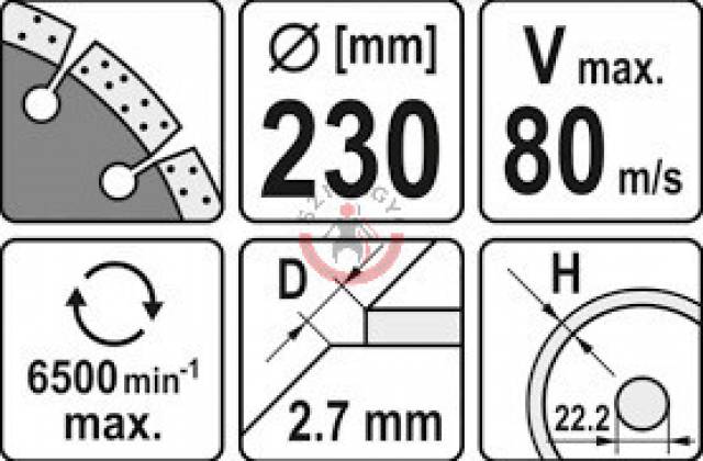 YATO YT-6005 Gyémánt tárcsa szegmentált 230mm (6005) - Kép