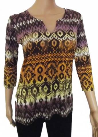 Barna mintás felső V nyakmegoldással - (4XL) - Mandala - Kép