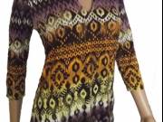 Barna mintás felső V nyakmegoldással - (4XL) - Mandala