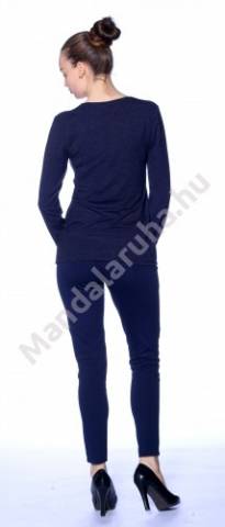 Kék és fehér színű karcsúsított, hosszú ujjú, átlapolós női felső -  (2XL) - Mandala - Kép