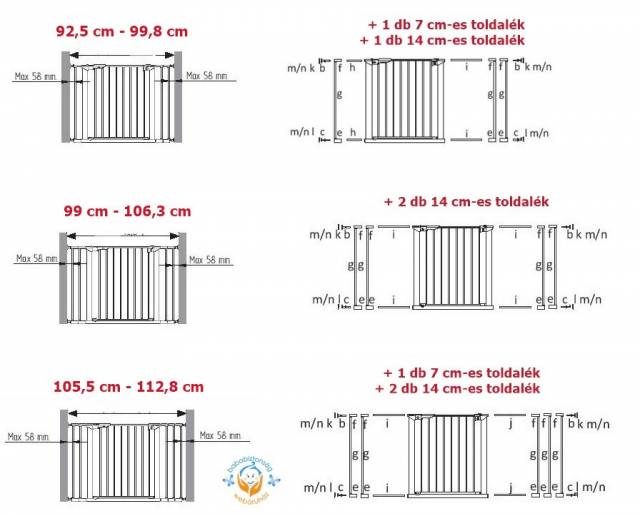 Babydan ajtórácshoz toldalék - 14 cm-es  - Kép