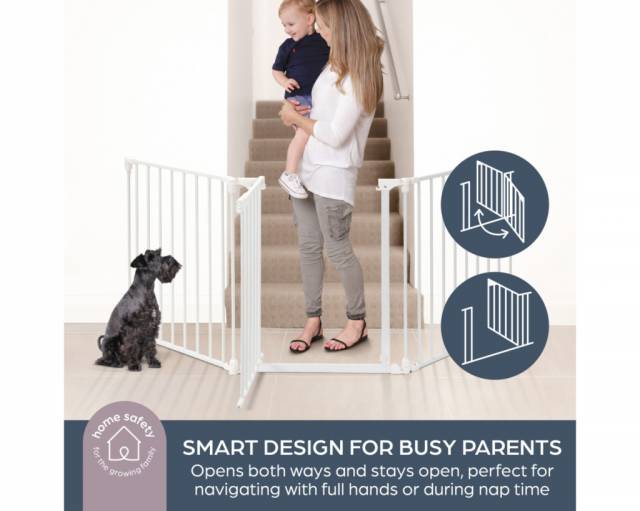 Dreambaby Discovery 3 részes térelválasztó, biztonsági ajtórács, fehér - max. 195 cm - Kép