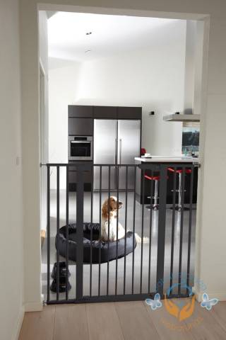 Babydan Premier PetGate Magas ajtórács, kutyarács, fekete (73 - 80 cm, bővíthető) - Kép