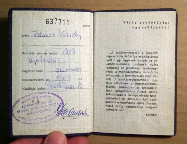 Szakszervezeti Tagsági Könyv (1969) Ver.3 (Vas- Fém és Villamosenergiaipari Dolgozók Szakszervezete) - Kép