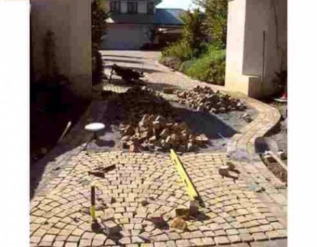 Andezit Kockakő, térkő, térburkolat, macskakő 10cmx10cmx(5cm vastagság)  - Kép