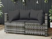 vidaXL 2 db szürke polyrattan kerti sarokkanapé párnával