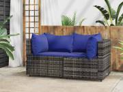 vidaXL 2 db szürke polyrattan kerti sarokkanapé párnával