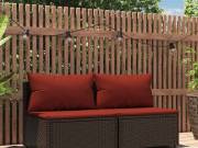 vidaXL 2 db barna polyrattan kerti középső kanapé párnával