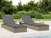vidaXL 2 db szürke polyrattan napágy asztallal