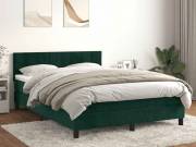 vidaXL sötétzöld bársony rugós ágy matraccal 140x190 cm