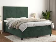 vidaXL sötétzöld bársony rugós ágy matraccal 140x190 cm
