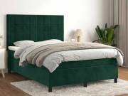 vidaXL sötétzöld bársony rugós ágy matraccal 140x190 cm