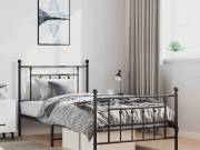 vidaXL fekete fém ágykeret fej- és lábtámlával 100 x 190 cm