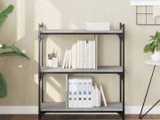vidaXL 3 szintes szürke sonoma színű fa könyvespolc 76 x 32 x 88 cm