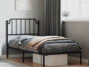 vidaXL fekete fém ágykeret fejtámlával 90 x 200 cm
