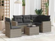 vidaXL 6 részes szürke polyrattan kerti ülőgarnitúra párnákkal
