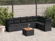 vidaXL 8 részes fekete polyrattan kerti ülőgarnitúra párnákkal