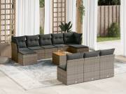 vidaXL 11 részes szürke polyrattan kerti ülőgarnitúra párnákkal